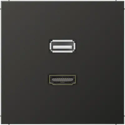 JUNG centraalplaat met draagring en 1 x USB-A en 1 x HDMI koppeling LS990 antraciet gelakt aluminium (MA AL 1163 AN)