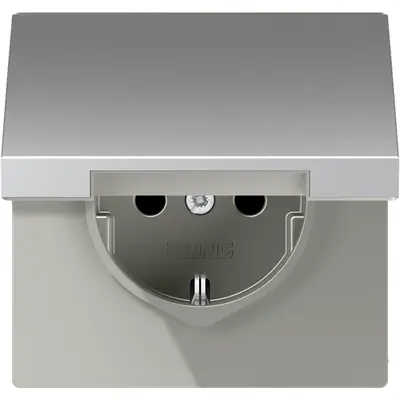 JUNG wandcontactdoos randaarde Safety+ klapdeksel LS990 aluminium (AL 1520 NKIKL)