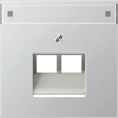 JUNG centraalplaat 2-voudig met tekstvenster tbv RJ45 wandcontactdoos LS990 aluminium (AL 2969-2 NAUA)