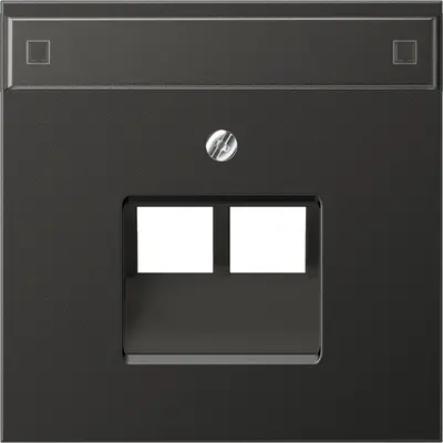 JUNG centraalplaat 2-voudig met tekstvenster tbv RJ45 wandcontactdoos LS990 antraciet gelakt aluminium (AL 2969-2 NAUA AN)