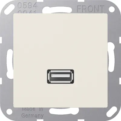 JUNG centraalplaat met draagring en USB-A naar USB-A koppeling A-range creme (MA A 1122)