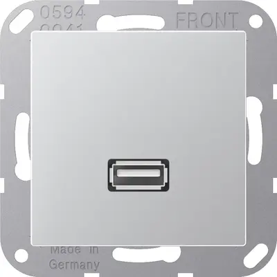 JUNG centraalplaat met draagring en USB-A naar USB-A koppeling A-range aluminium (MA A 1122 AL)