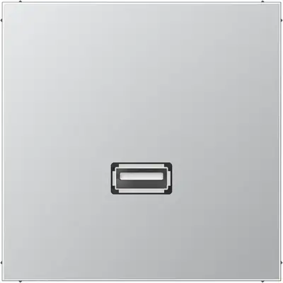 JUNG centraalplaat met draagring en USB-A naar USB-A koppeling LS990 aluminium (MA AL 1122)