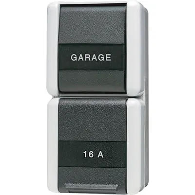 JUNG combinatie wandcontactdoos en schakelaar IP44 verticaal met tekstvensters WG800 (876 NAW)