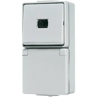 JUNG combinatie pulsdrukker/wandcontactdoos randaarde opbouw IP44 WG600 (671 W)