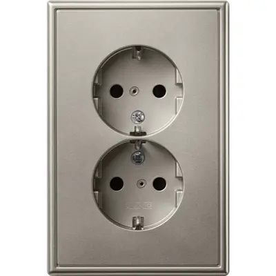 JUNG wandcontactdoos 2-voudig randaarde voor ovale 1,5 inbouwdoos LS990 edelstaal (ES 5015-L)