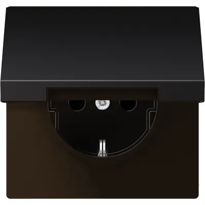 JUNG wandcontactdoos randaarde Safety+ klapdeksel LS990 dark gelakt aluminium (AL 1520 NKIKL D)