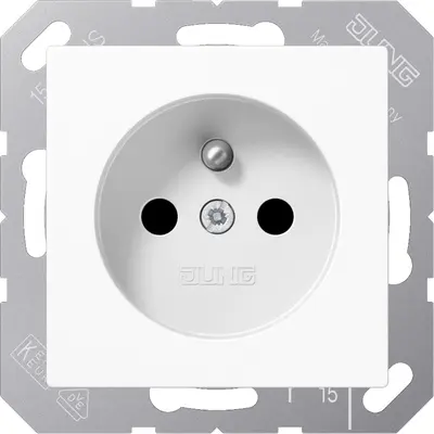 JUNG wandcontactdoos penaarde Safety+ met schroefklemmen A-range alpine wit (A 1521 FKI WW)