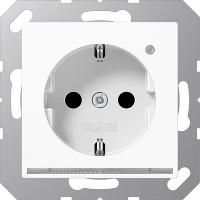 JUNG wandcontactdoos randaarde Safety+ met LED-oriëntatieverlichting en lichtsensor A-range alpine wit (A 1520-O WW LNW)