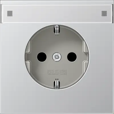 JUNG wandcontactdoos randaarde tekstvenster LS990 aluminium (AL 1520 NNA)