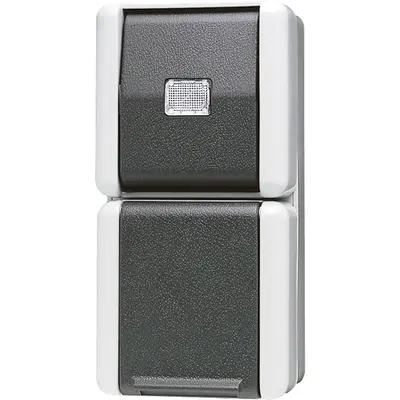 JUNG combinatie pulsschakelaar opbouw IP44 verticaal WG800 (871 W)
