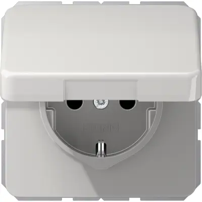 JUNG wandcontactdoos randaarde klapdeksel CD500 lichtgrijs (CD 1520 NBFKL LG)