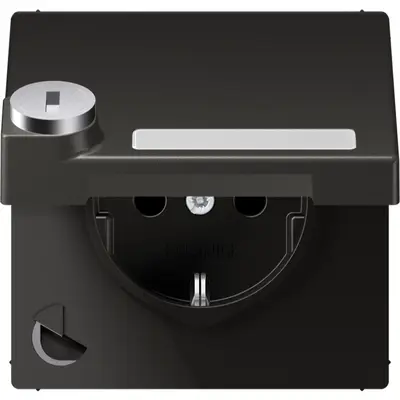 JUNG wandcontactdoos randaarde Safety+ klapdeksel slot LS990 antraciet gelakt aluminium (AL 1520 NNAKLSL AN)
