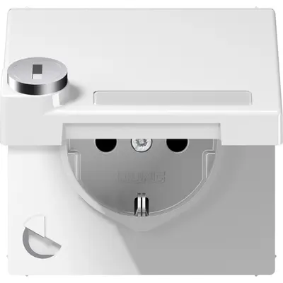 JUNG wandcontactdoos randaarde Safety+ klapdeksel tekstvenster slot LS990 alpine wit (LS 1520 NNAKLSL WW)