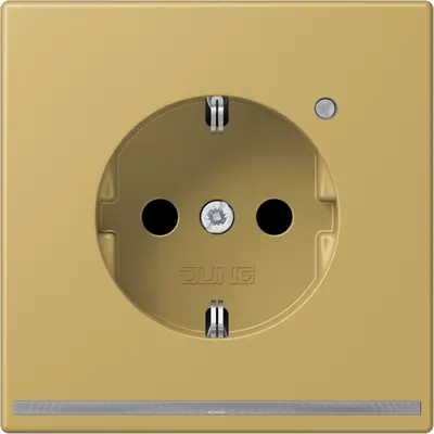 JUNG wandcontactdoos randaarde Safety+ met LED-orientatieverlichting LS990 messing klassiek (ME 1520-O C LNW)