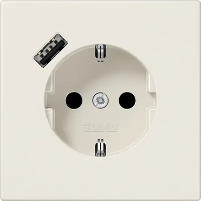 JUNG wandcontactdoos randaarde Safety+ met USB-A LS990 creme (LS 1520-18 A)