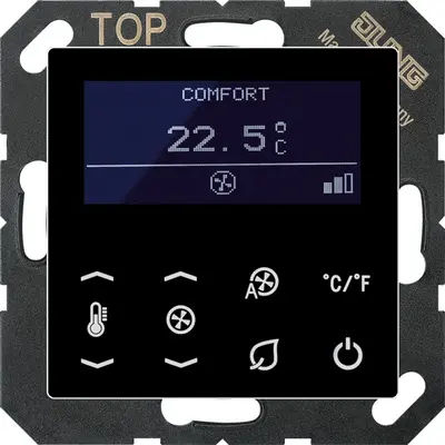 JUNG kamertherm. a500 zwart fan coi (TRD A 523048 SW)