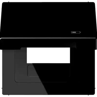 JUNG klapdeksel met USB-ladersymbool LS990 zwart glans (LS 990 BFKL USB SW)