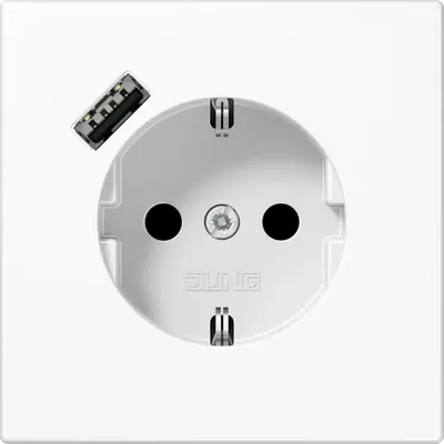 JUNG wandcontactdoos randaarde Safety+ met USB-A LS990 alpine wit (LS 1520-18 A WW)
