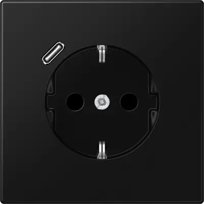 JUNG wandcontactdoos randaarde Safety+ met USB-C LS990 grafietzwart mat (LS 1520-18 C SWM)