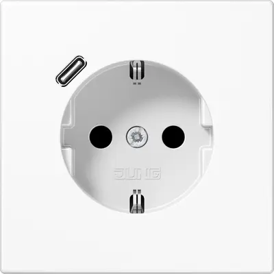 JUNG wandcontactdoos randaarde Safety+ met USB-C LS990 alpine wit (LS 1520-18 C WW)