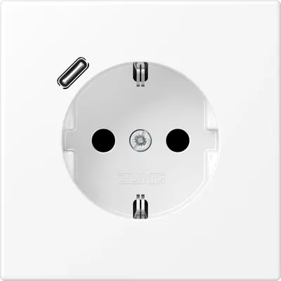 JUNG wandcontactdoos randaarde Safety+ met USB-C LS990 sneeuwwit mat (LS 1520-18 C WWM)