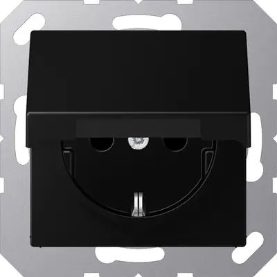 JUNG wandcontactdoos randaarde klapdeksel A-range grafietzwart mat (A 1520 NBFKL SWM)