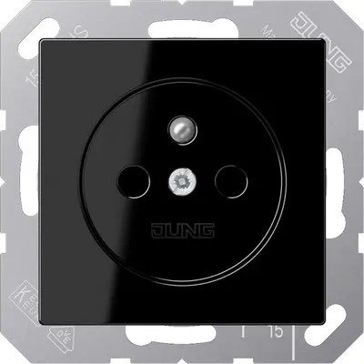 JUNG wandcontactdoos penaarde Safety+ A-range zwart glans (A 1520 FBFKI SW)