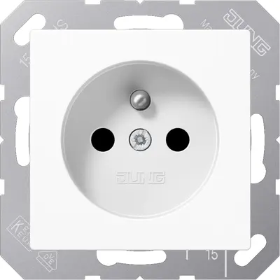 JUNG wandcontactdoos penaarde Safety+ A-range alpine wit (A 1520 FBFKI WW)