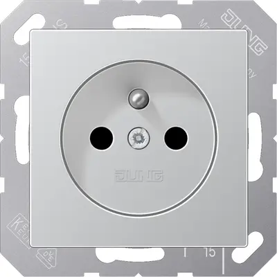JUNG wandcontactdoos penaarde Safety+ A-range aluminium (A 1520 FKI AL)