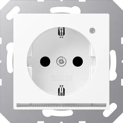 JUNG wandcontactdoos randaarde Safety+ met LED-oriëntatieverlichting en lichtsensor A-range sneeuwwit mat (A 1520-O WWM LNW)