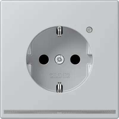 JUNG wandcontactdoos randaarde Safety+ met LED-orientatieverlichting LS990 aluminium (AL 1520-O LNW)