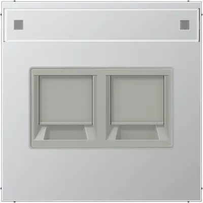 JUNG centraalplaat met tekstvenster en draagring 2-voudig voor modulair jack LS990 aluminium (AL 1969-25 NA WE)