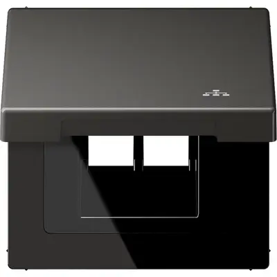 JUNG klapdeksel met LAN-symbool LS990 antraciet gelakt aluminium (AL 2990 KL LAN AN)