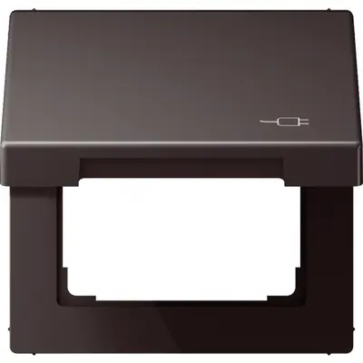JUNG klapdeksel voor wandcontactdoos van 50 x 50 mm met stekkersymbool LS990 dark gelakt aluminium (AL 2990 KL SOC D)