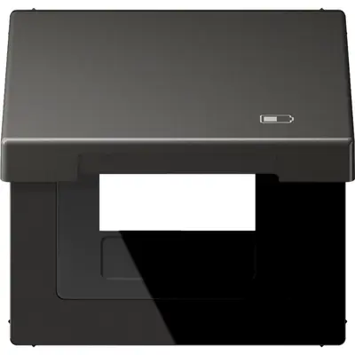 JUNG klapdeksel met USB-ladersymbool LS990 antraciet gelakt aluminium (AL 2990 KL USB AN)