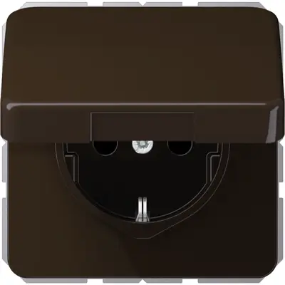 JUNG wandcontactdoos randaarde Safety+ klapdeksel CD500 bruin (CD 1520 NBFKIKL BR)