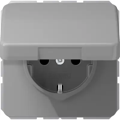 JUNG wandcontactdoos randaarde Safety+ klapdeksel CD500 grijs (CD 1520 NBFKIKL GR)