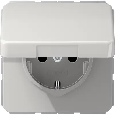 JUNG wandcontactdoos randaarde Safety+ klapdeksel CD500 lichtgrijs (CD 1520 NBFKIKL LG)