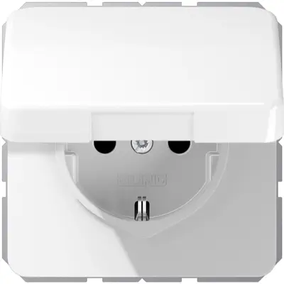 JUNG wandcontactdoos randaarde Safety+ klapdeksel CD500 alpine wit (CD 1520 NBFKIKL WW)