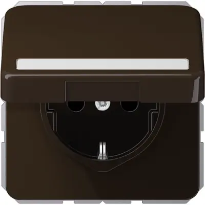 JUNG wandcontactdoos randaarde Safety+ met tekstvenster en klapdeksel CD500 bruin (CD 1520 NBFNAKL BR)