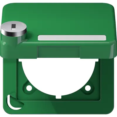 JUNG klapdeksel met slot voor wandcontactdoos van 50 x 50 mm CD500 groen (CD 590 BFKLSL GN)