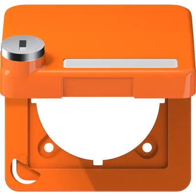 JUNG klapdeksel met slot voor wandcontactdoos van 50 x 50 mm CD500 oranje (CD 590 BFKLSL O)