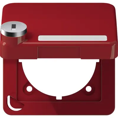 JUNG klapdeksel met slot voor wandcontactdoos van 50 x 50 mm CD500 rood (CD 590 BFKLSL RT)