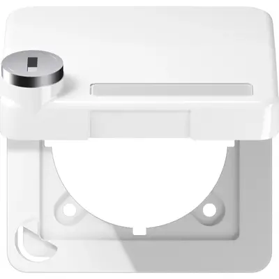 JUNG klapdeksel met slot voor wandcontactdoos van 50 x 50 mm CD500 alpine wit (CD 590 BFKLSL WW)
