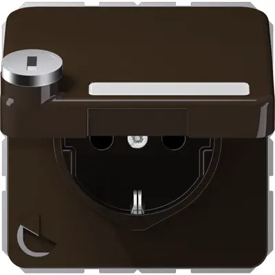 JUNG wandcontactdoos randaarde Safety+ klapdeksel tekstvenster slot CD500 bruin (CD 1520 NNAKLSL BR)