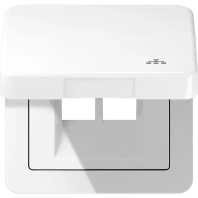 JUNG klapdeksel met LAN-symbool CD500 alpine wit (CD 590 KL LAN WW)
