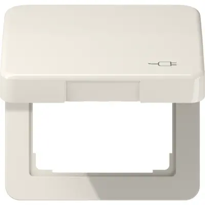 JUNG klapdeksel voor wandcontactdoos van 50 x 50 mm met stekkersymbool CD500 creme (CD 590 KL SOC)