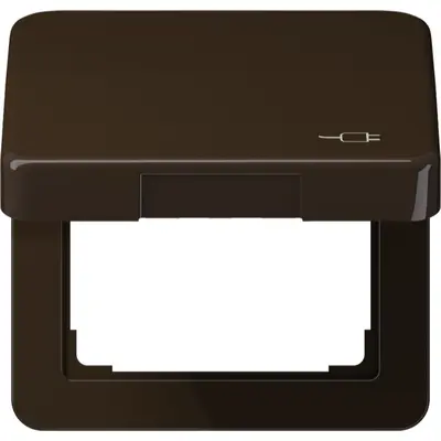JUNG klapdeksel voor wandcontactdoos van 50 x 50 mm met stekkersymbool CD500 bruin (CD 590 KL SOC BR)