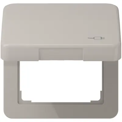 JUNG klapdeksel voor wandcontactdoos van 50 x 50 mm met stekkersymbool CD500 platina (CD 590 KL SOC PT)